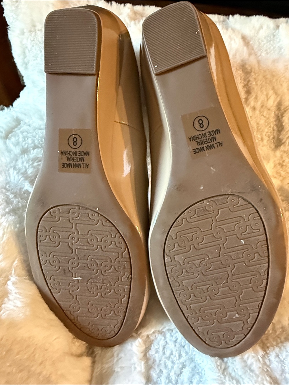 Sz 8 Wedge Heel Nude Patent Round-Toe - Picture 5 of 5
